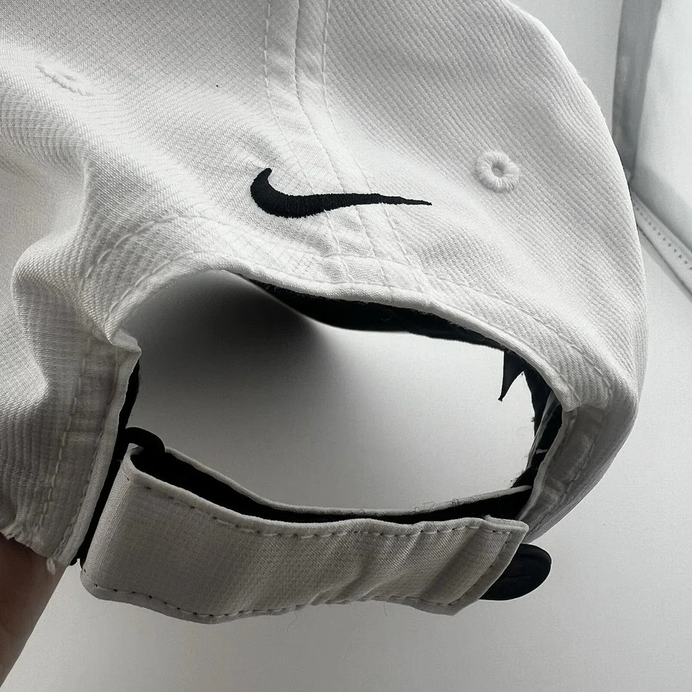 Nike Legacy91 Dri-FIT White Black Swoosh Adjustable Strapback Hat Cap OSFM